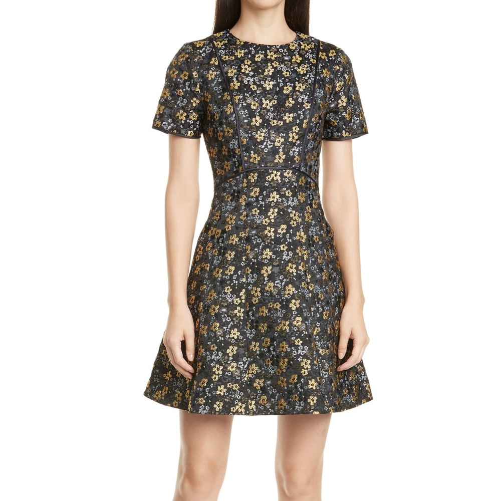 Black, gold and silver Ted Baker Short sleeve Embroidered dress WITH POCKETS 🤗